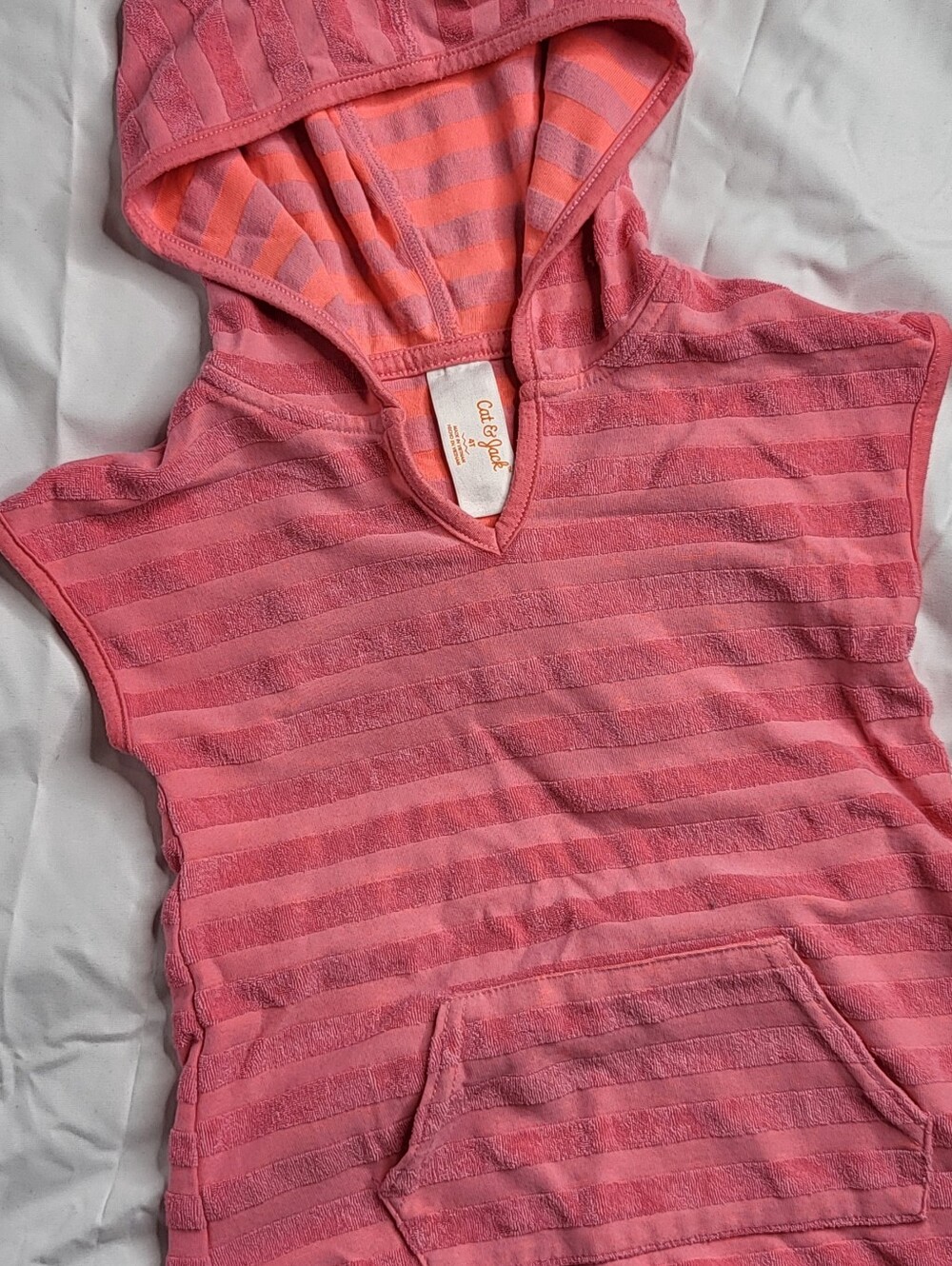 Cat & Jack Pink Striped Hooded Terry Cover-Up